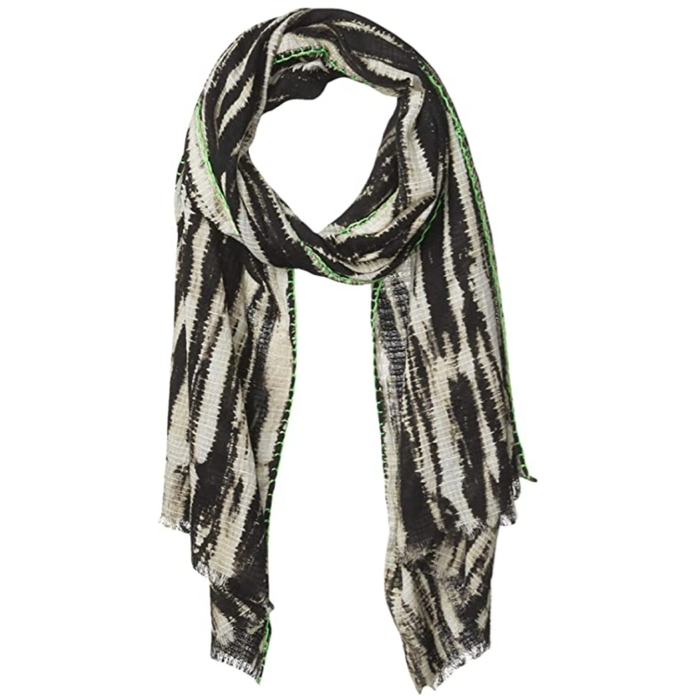 STEVE MADDEN Tie Dye Green Trim Scarf Wrap